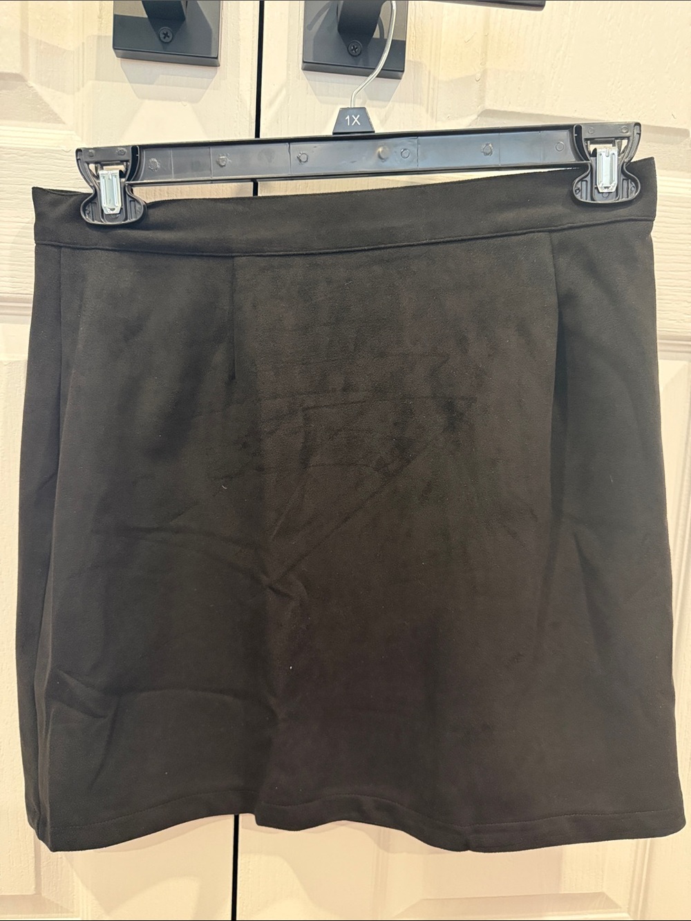Suade Black Mini Skirt - Size L